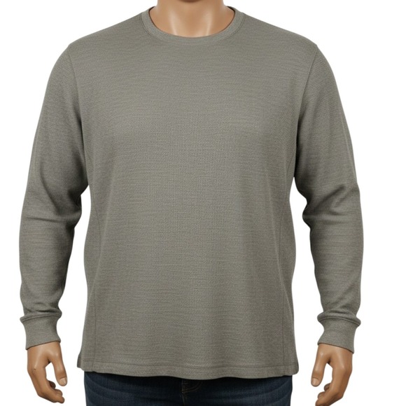 Eddie Bauer Other - Eddie Bauer Waffle Thermal 3XL Taupe Greige Oversized Slouchy Grunge Baggy Crew